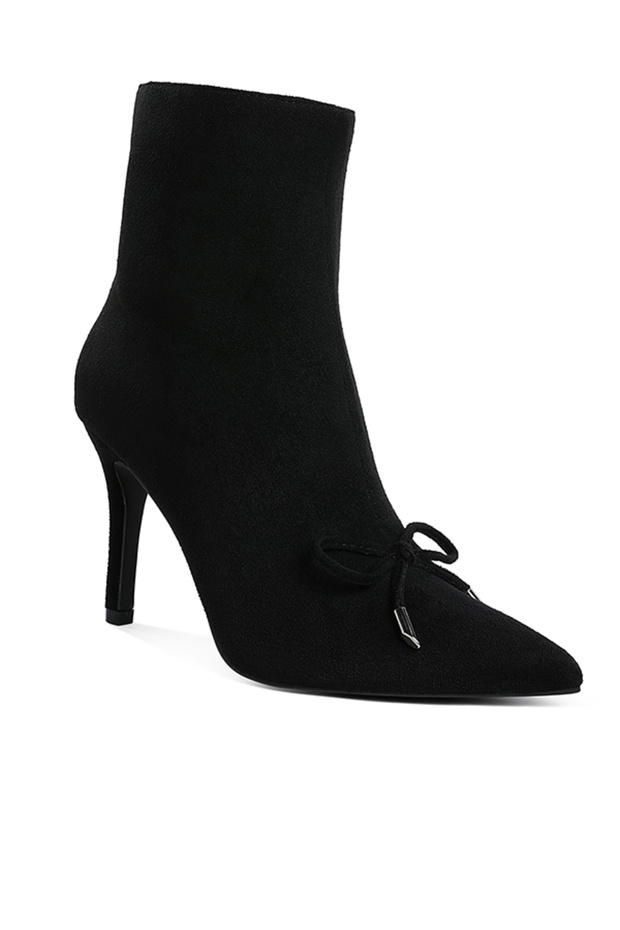 Women Bow Detail Ankle Boots in Black