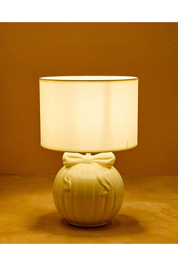 Cream Bow Table Lamp – 35.5cm Height