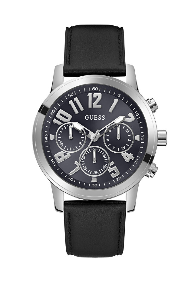 Black Quartz Analog Genuine Leather Watch