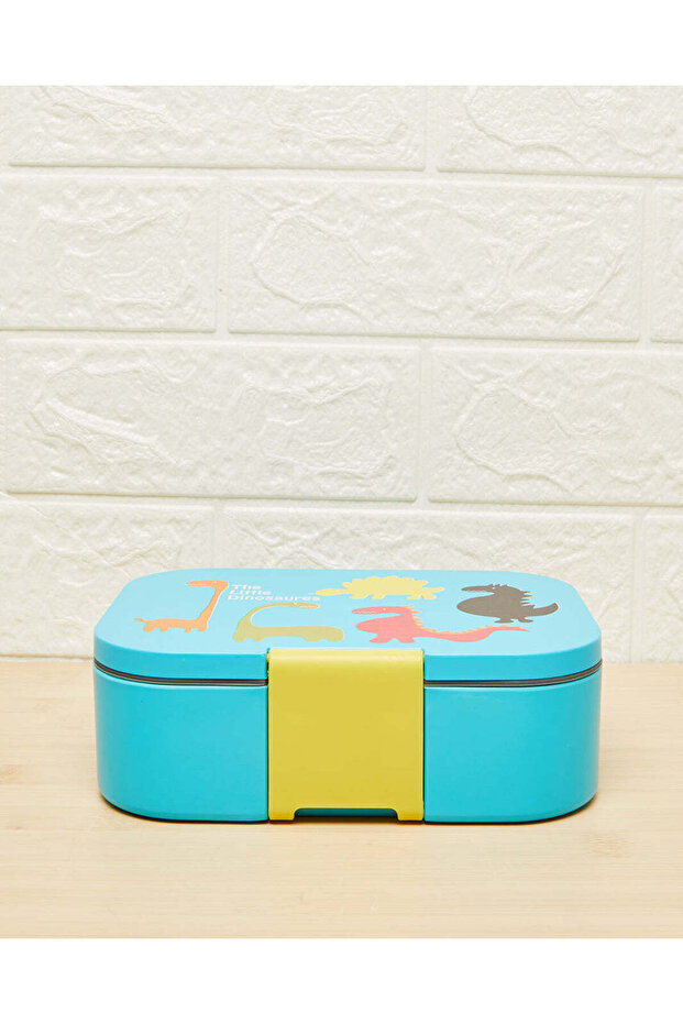 علبة غداء مطبوع باللون الأزرق - 1