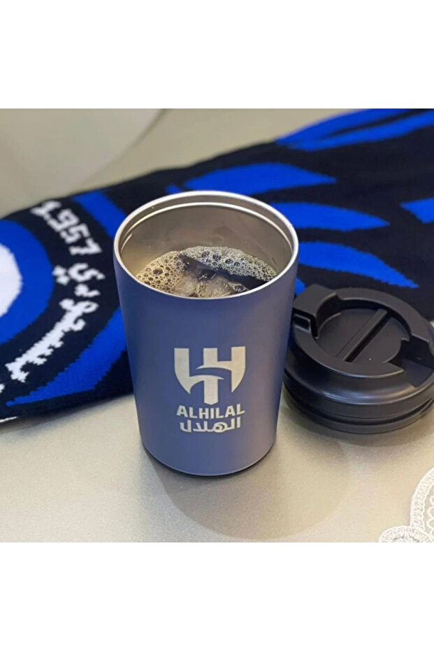 كوب ستينلس ستيل مقاوم للصدأ ,مناسب للمشروبات الساخنة والباردة بشعار النادي الهلال