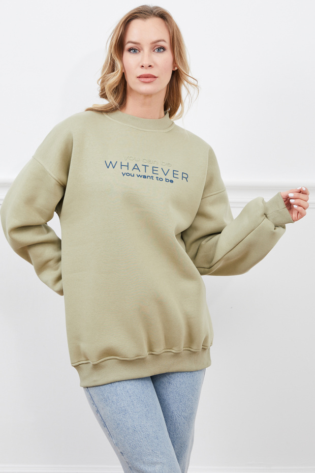 سترة رياضية من ثلاث خيوط باللون الأخضر من Whatever مطبوع - 4