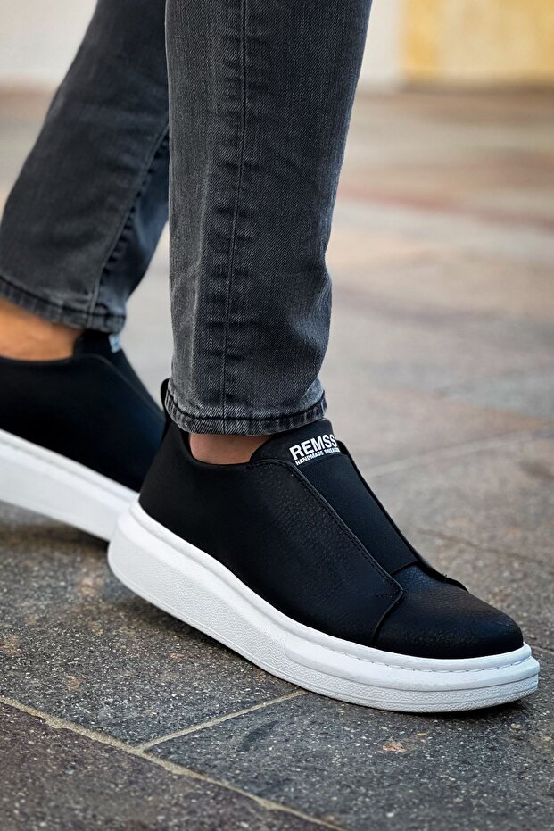 Zrc603 - Premium Elastic Men's Casual Shoes Black White