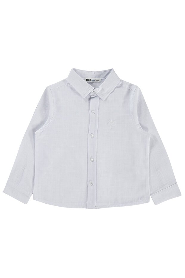 Boy's Basic Long Sleeve Shirt - White 5-6 Years