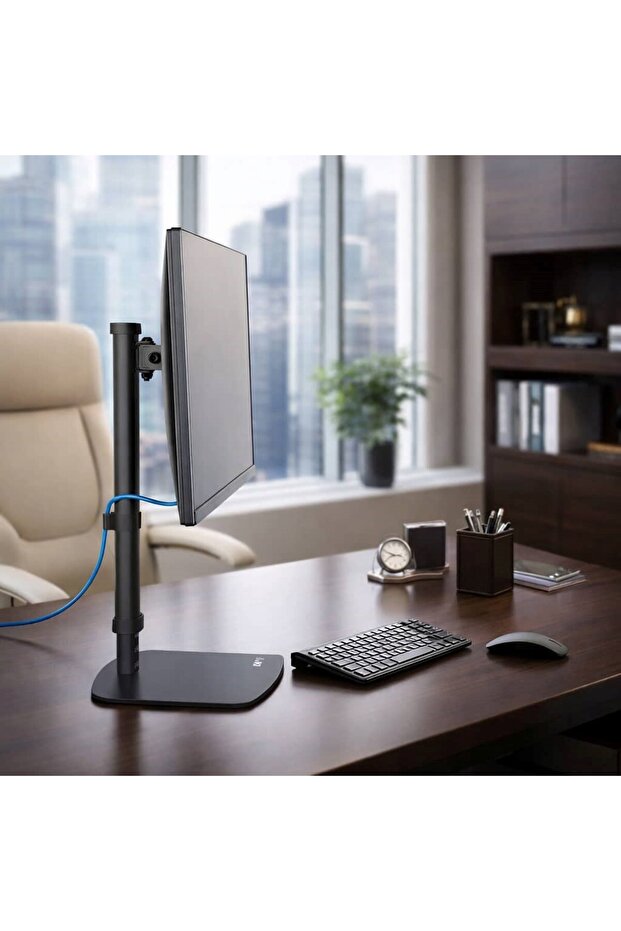 Height Adjustable 36-54 cm Single Monitor Stand | 17”-27” | Vesa 75X75 / 100X100 | Desktop
