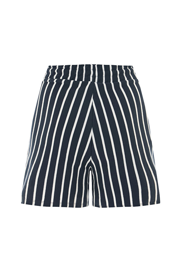 ÇİZGİLİ BAĞLAMALI MİNİ ŞORT - 4