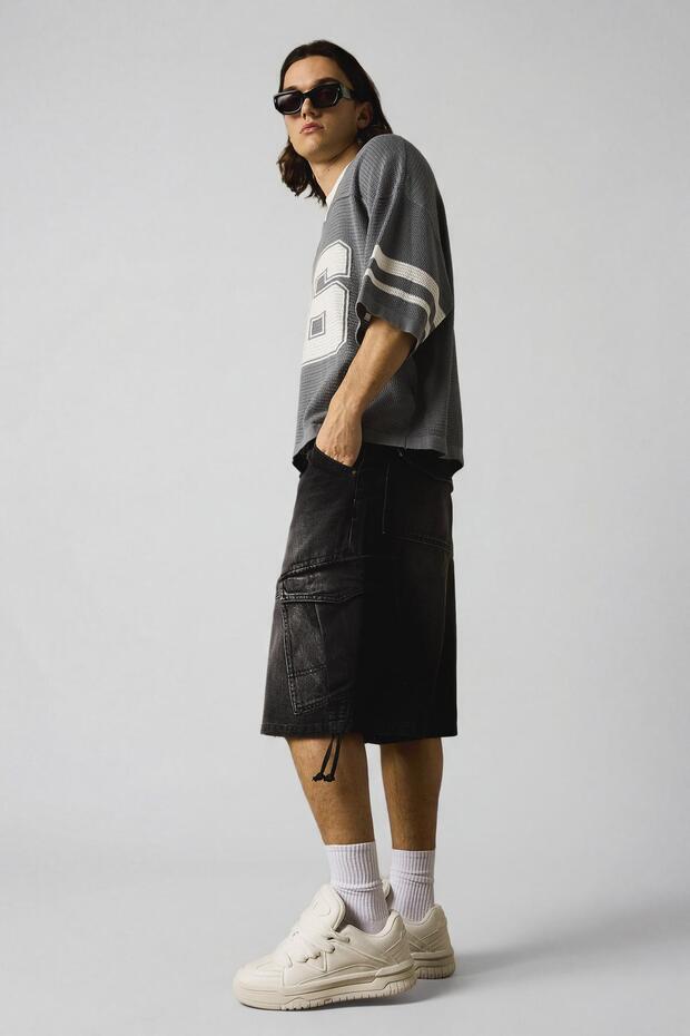 Denim kargo paraşüt bermuda - 3