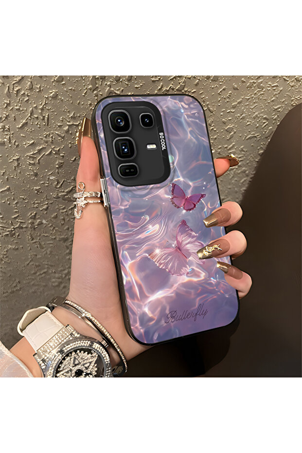 Infinix Note 50 Pro Plus Compatible Butterfly Patterned Silicone Edge Hard Back Anti-Fall Phone Case