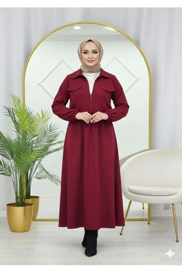 Women's Elastic Waist Double Set Burgundy