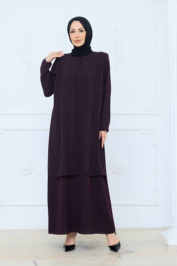 Women's Elegant Detailed Vertical Embroidered Tunic Dress