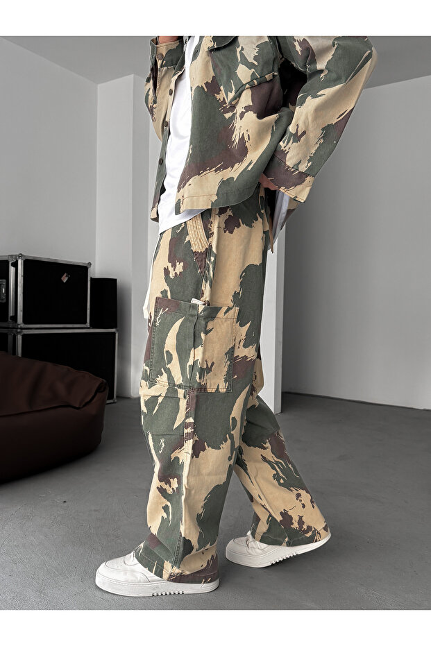 Yeşil Bej Kamuflaj Kargo Pantolon C-6576 - 4