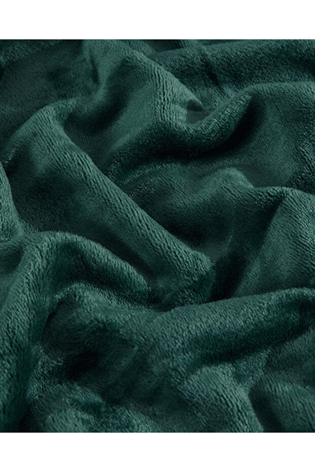 بطانية فلانيل خضراء سادة، مقاس مفرد - 4