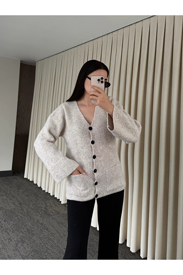 كارديجان أساسي بأزرار حجرية - 4622 - 2