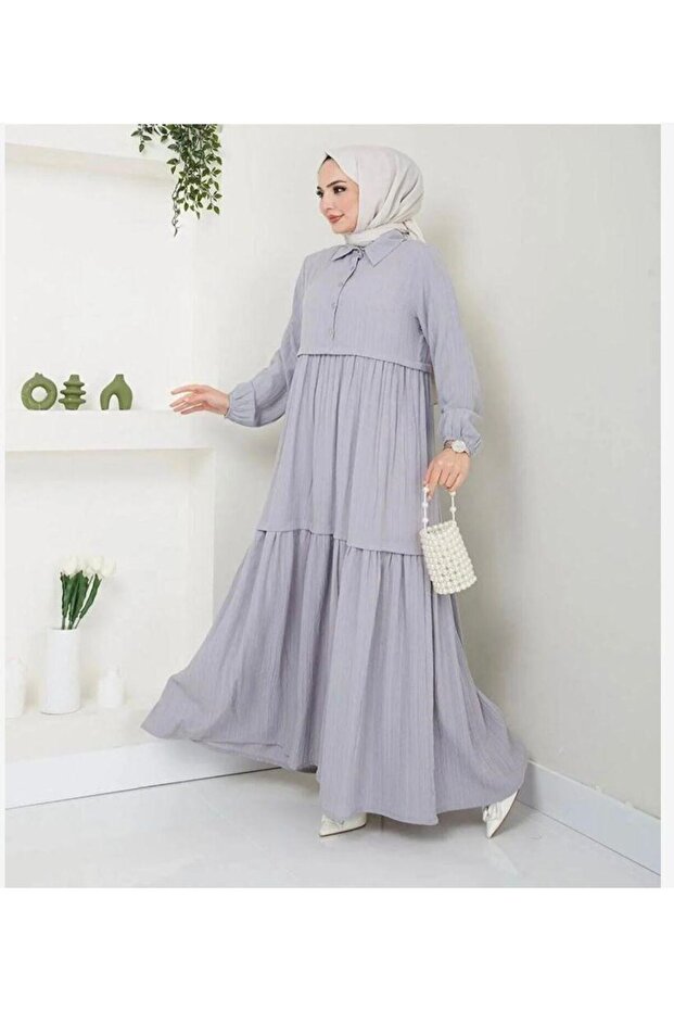 Women's Shirt Collar Dress Gray