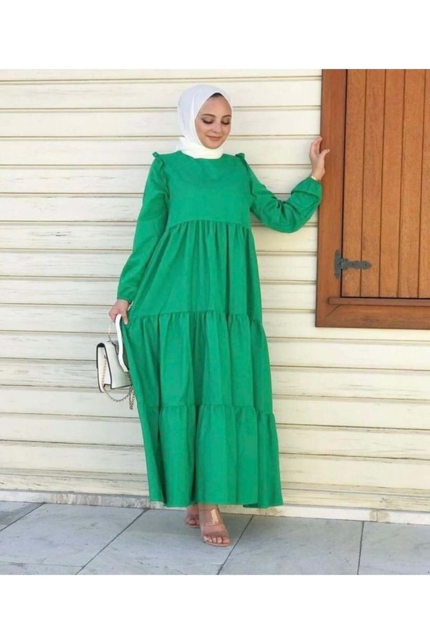 Women's Shoulder Detail Dress Green
