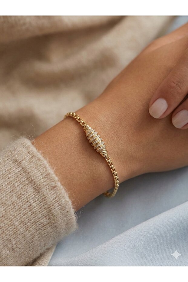 3S Gold Steel Bracelet with Twisted Detail