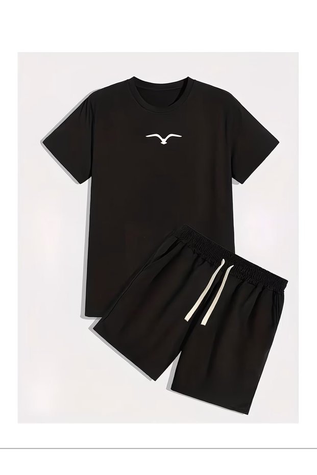 Men's T-Shirt Shorts - T-Shirt with Shorts Bottom Top Set a Printed Crew Neck
