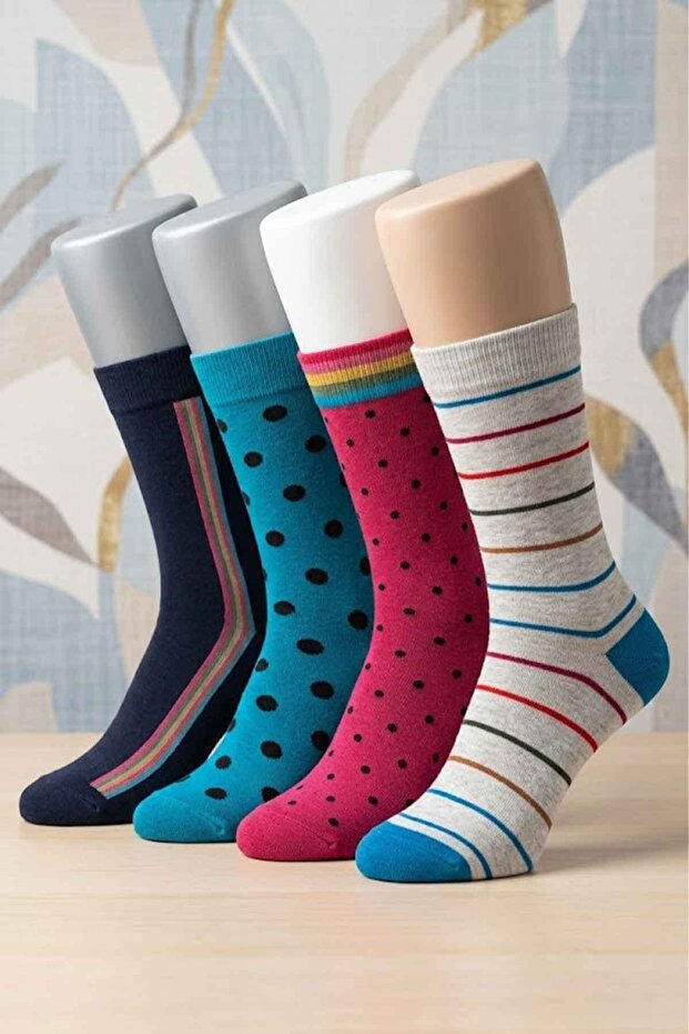 جوارب رجالية متعددة الألوان منقوشة، عبوة من 4 قطع - 2