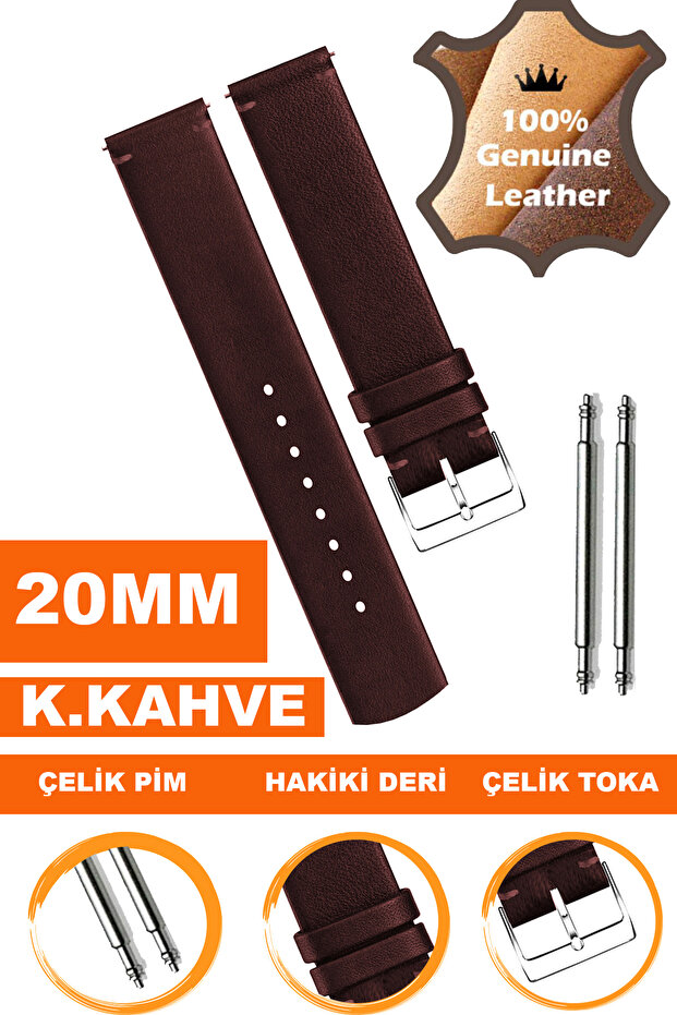 Genuine Leather Watch Band Strap Compatible with 20mm Watches L04Mk-20Mm