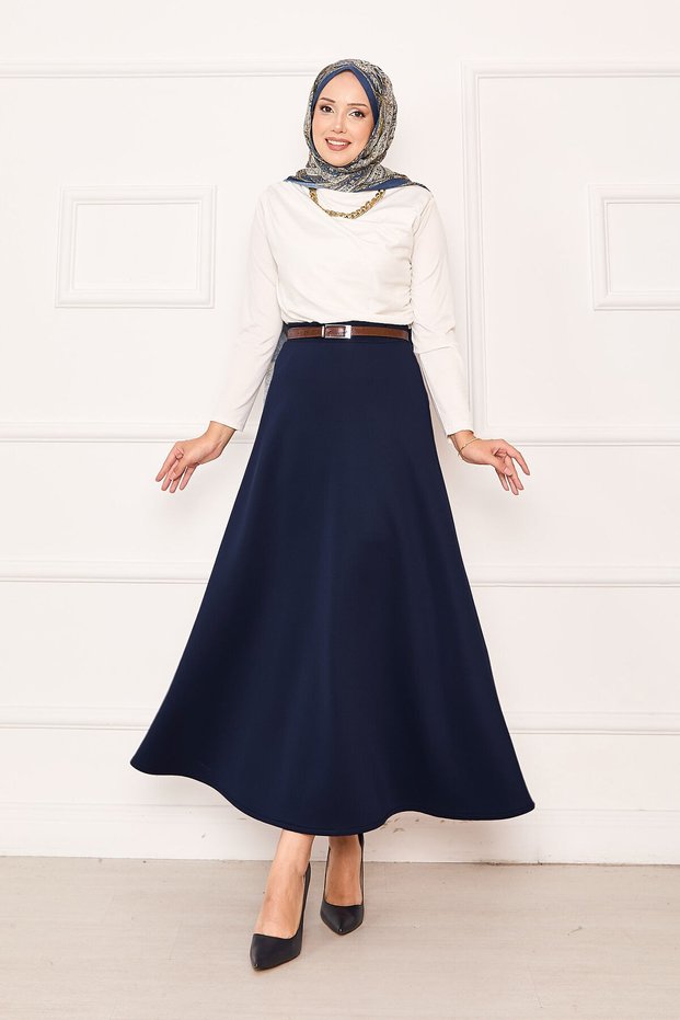 Mevlana Scuba Hijab Skirt Navy Blue