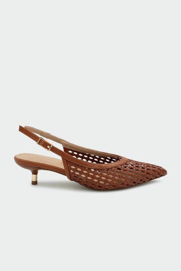 Brayn Knitted Detail Women's Tan Heeled Shoes
