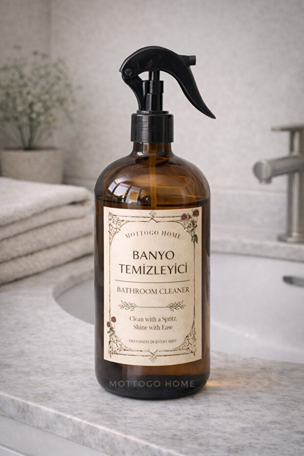 1000 ml Amber Glass Bottle Black Cleaning and Soap Bottle – 6 Labels - Large Size
