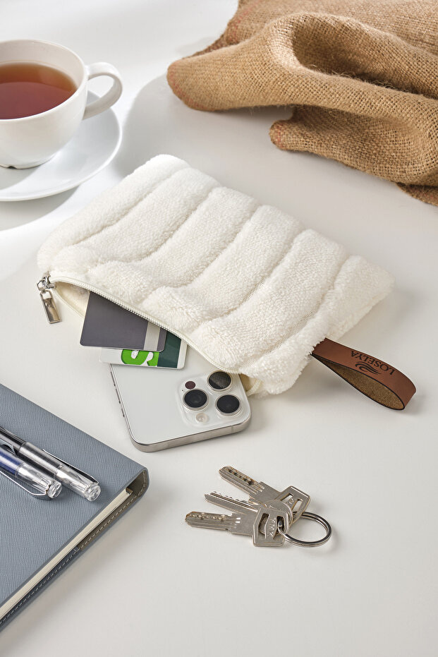 Soft Fabric Leather Label Luxury Wallet Phone Credit Card Keychain Coin