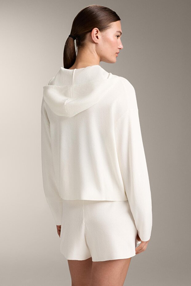 Kapüşonlu örgü ceket - 4