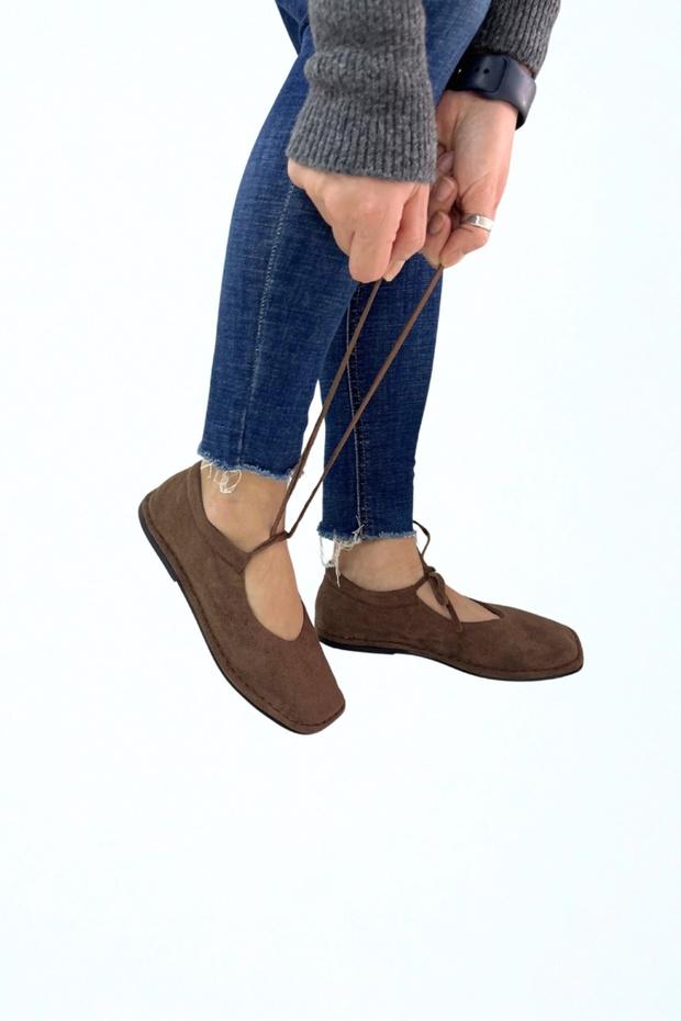 Brown Suede Flat Sole Women's Loafers Dr333