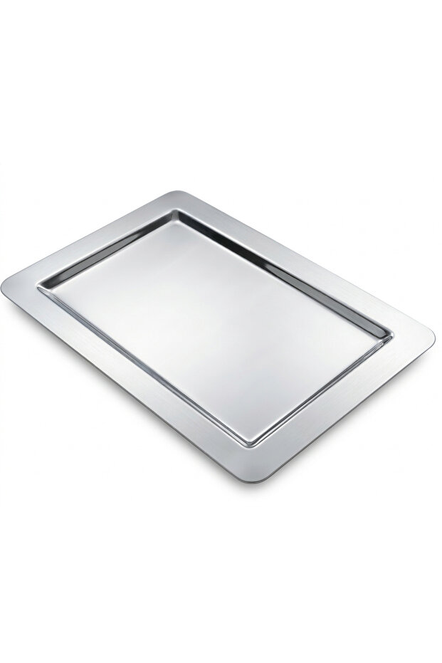 Meltem Sade Handleless Tea Presentation Serving Tray 23X37 Premium 304 Stainless Steel 18/10 Cr-Ni