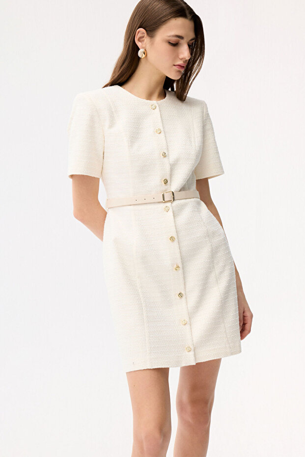 Düğmeli Elbise - 5