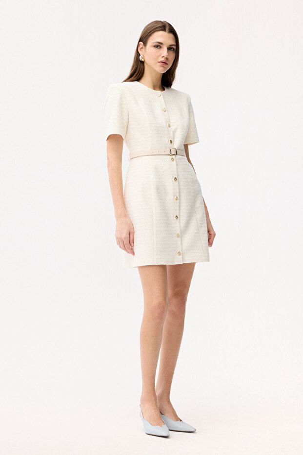 Düğmeli Elbise - 4