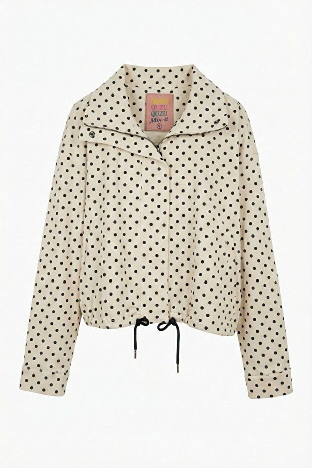 منقّط منقوش كريم جاكيت - 3