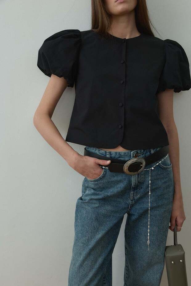 Siyah Beth Balon Kol Gömlek - 1