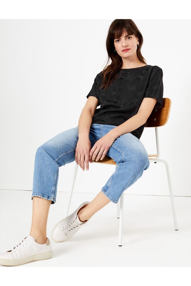 Jakarlı Straight Fit Bluz