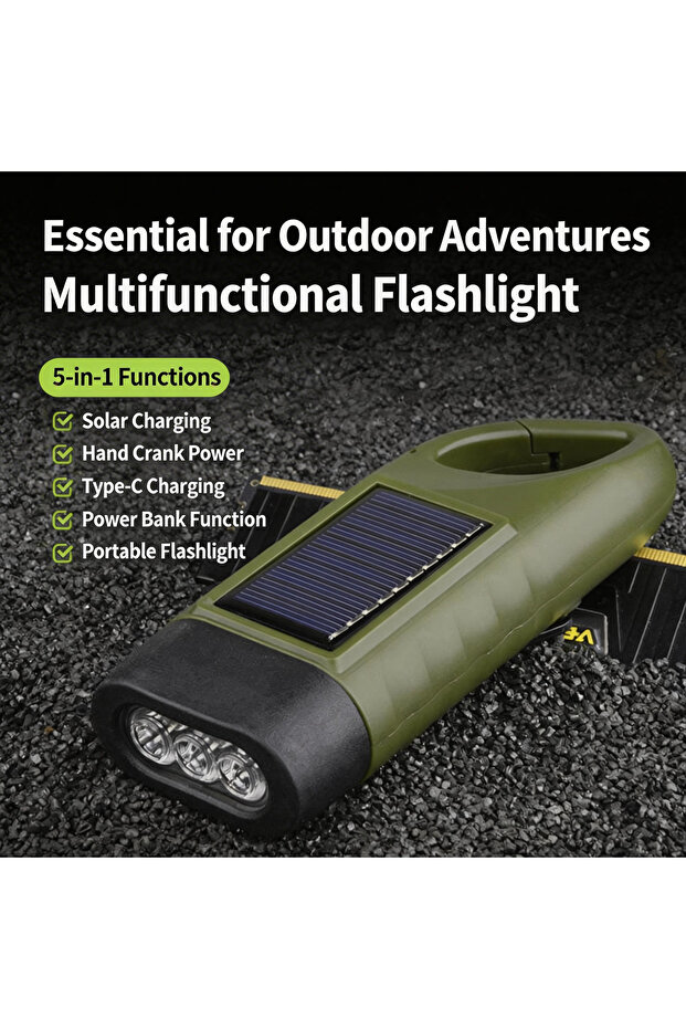 مصباح يدوي واحد، يعمل باليد، يعمل بالطاقة الشمسية، مصباح طوارئ - 5