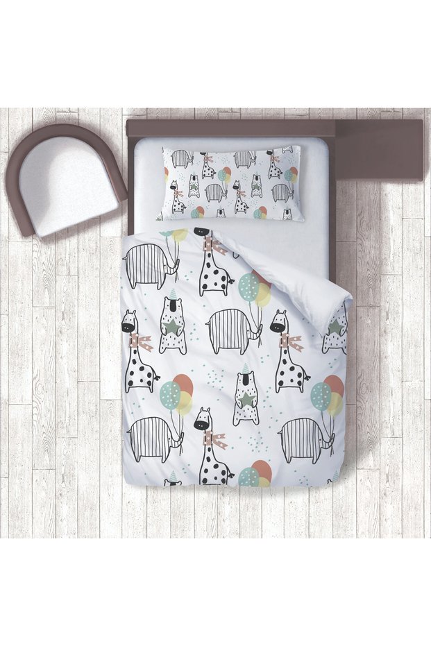 Children's Room Cotton Lu Duvet Cover Set Bed Sheet Sız Orman Hayvanları No.01445