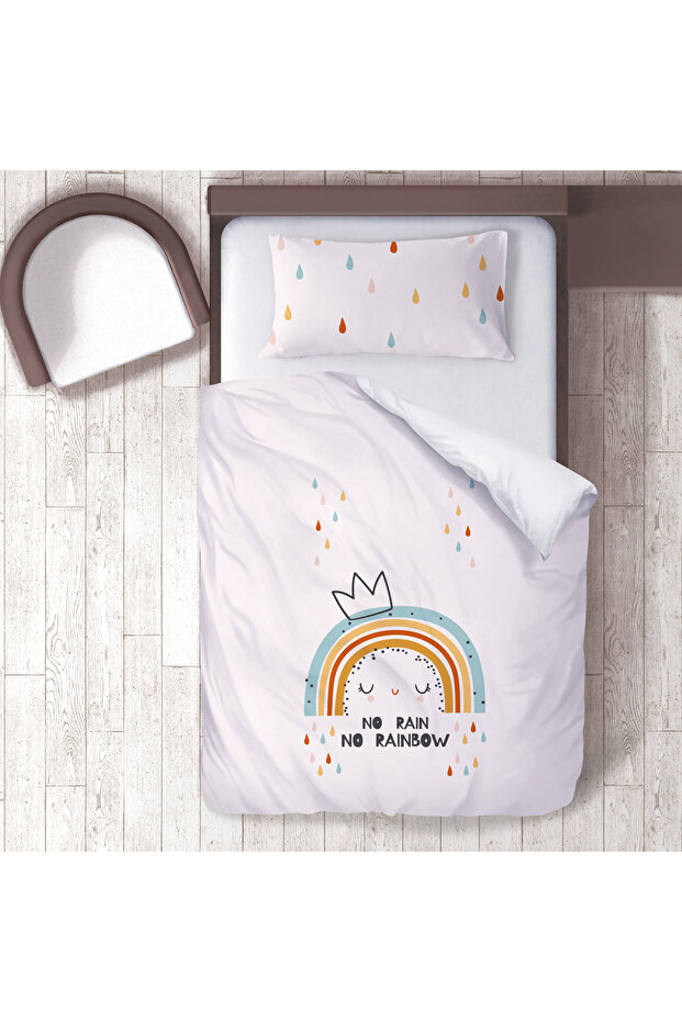 Children's Room Cotton Lu Duvet Cover Set Bed Sheet Sız Rainbow Character