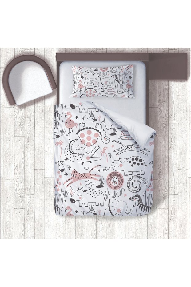 Children's Room Cotton Lu Duvet Cover Set Bed Sheet Sız Orman Hayvanları No.01442