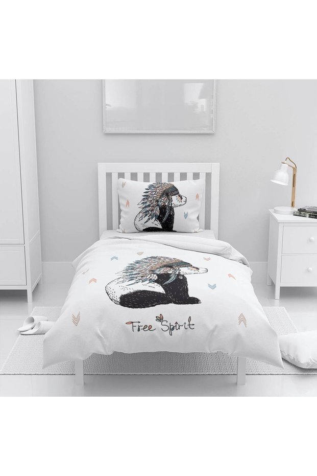 Children's Room Cotton Lu Duvet Cover Set Bed Sheet Sız Kızıl Leather Li Başlıklı Ayı