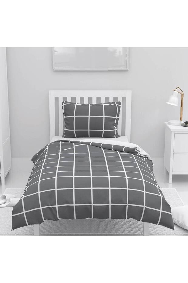 Children's Room Cotton Lu Duvet Cover Set Bed Sheet Sız Checked Pattern