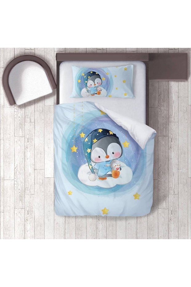 Children's Room Cotton Lu Duvet Cover Set Bed Sheet Sız Penguin No.01359