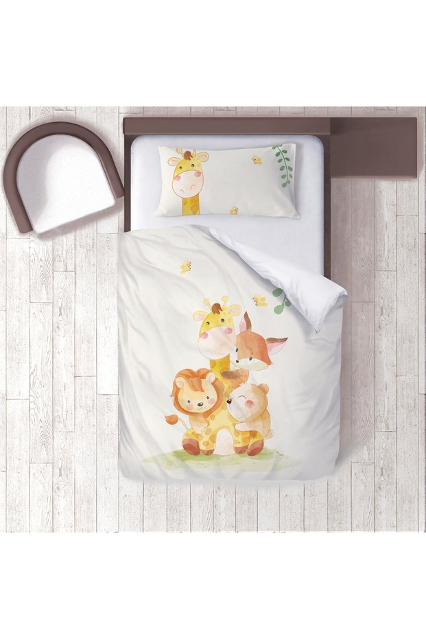 Children's Room Cotton Lu Duvet Cover Set Bed Sheet Sız Orman Hayvanları No.00166