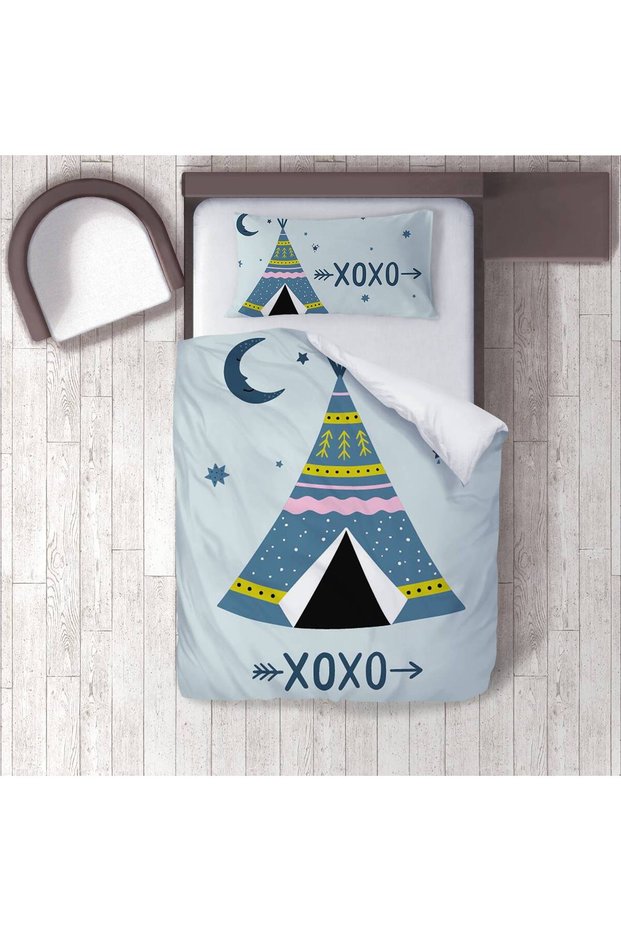 Children's Room Cotton Lu Duvet Cover Set Bed Sheet Sız Tent (Teepee)