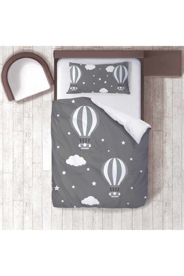 Children's Room Cotton Lu Duvet Cover Set Bed Sheet Sız Hot Air Balloons