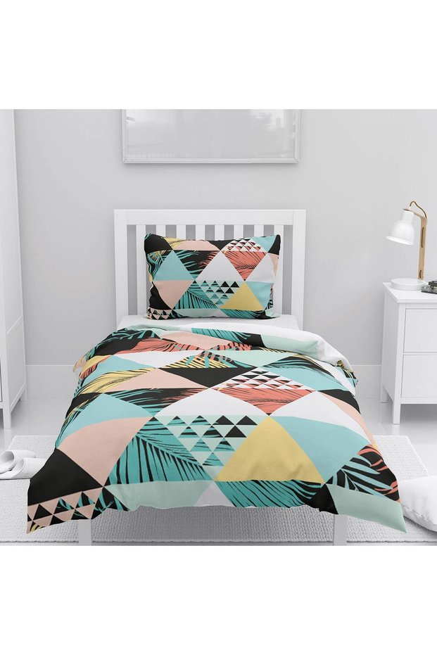Children's Room Cotton Lu Duvet Cover Set Bed Sheet Sız Tropikal Geometric