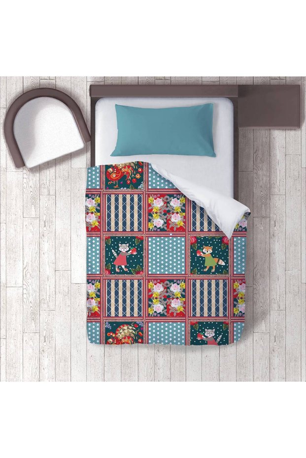 Children's Room Cotton Lu Duvet Cover Set Bed Sheet Sız Hayvanlar No.50016