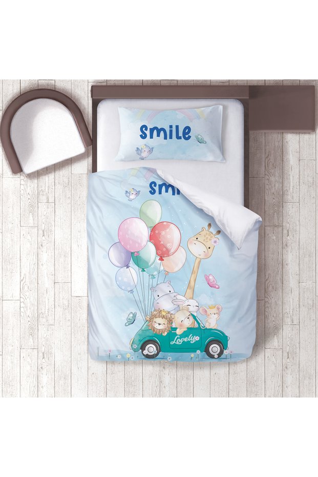 Children's Room Cotton Lu Duvet Cover Set Bed Sheet Sız Sevimli Hayvanlar No.00216