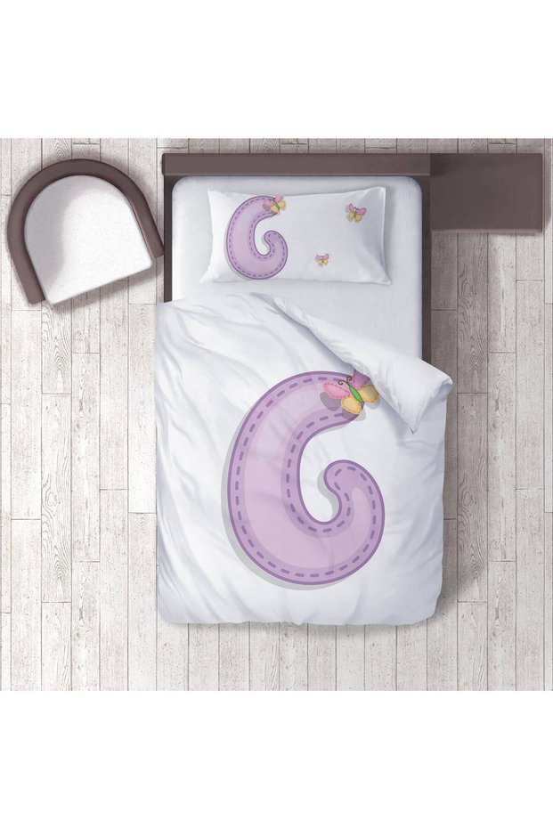 Children's Room Cotton Lu Duvet Cover Set Bed Sheet Sız Harf Ve Kelebek