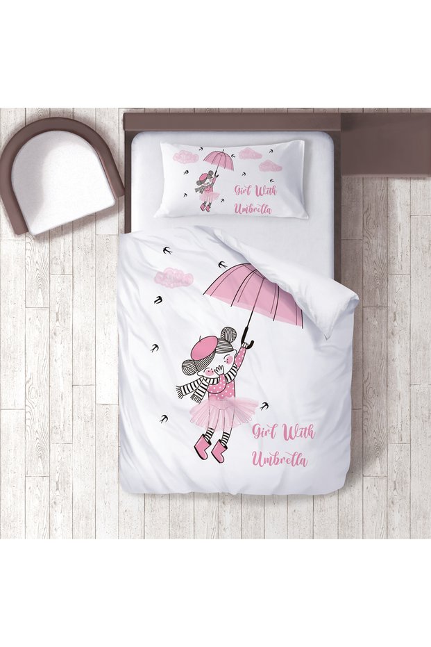 Children's Room Cotton Lu Duvet Cover Set Bed Sheet Sız Şemsiyeli Kız